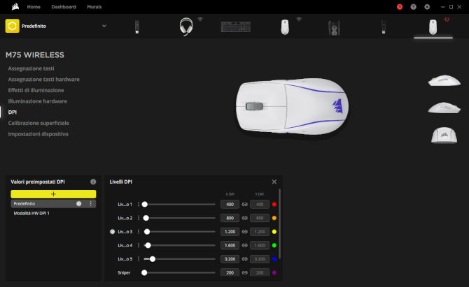Corsair M75 Wireless: Recensione 22 Corsair M75 Wireless ICUE software 4 1